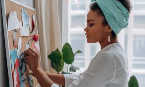 A girl using Vision Board