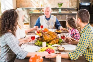 Family feast on Thanksgiving